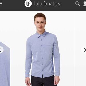 Lululemon Commission Long Sleeve ButtonDown Qwick Oxford Large Harbor Blue White